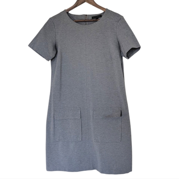Banana Republic Ponte Pocket Shift Dress Light Grey Crew Neck Women's Medium - Picture 2 of 15
